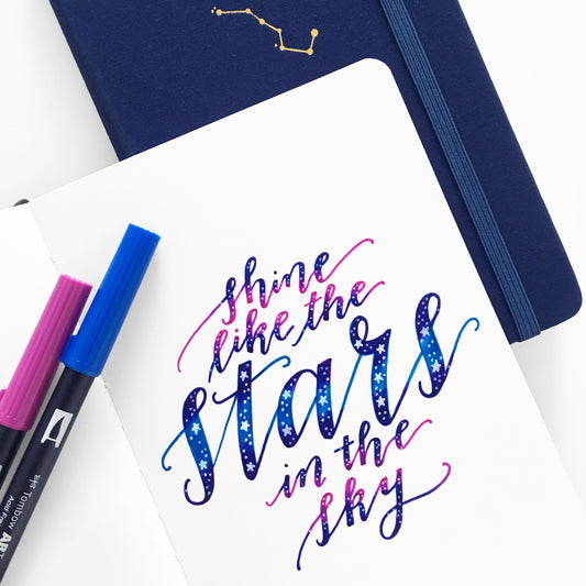 Shine Like The Stars - Tombow brush pen tutorial