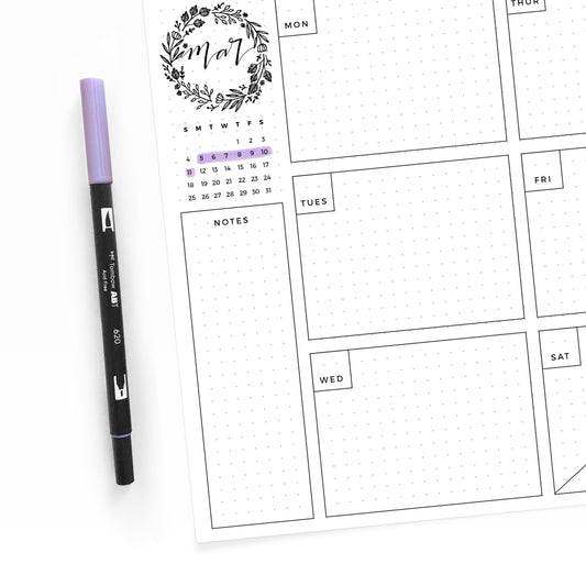 Freebie Friday - March Weekly Dot Grid Layout