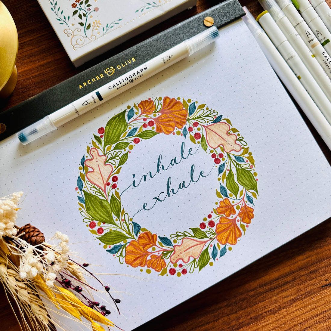 Easy Fall Wreath Using Calliographs and Acrylographs