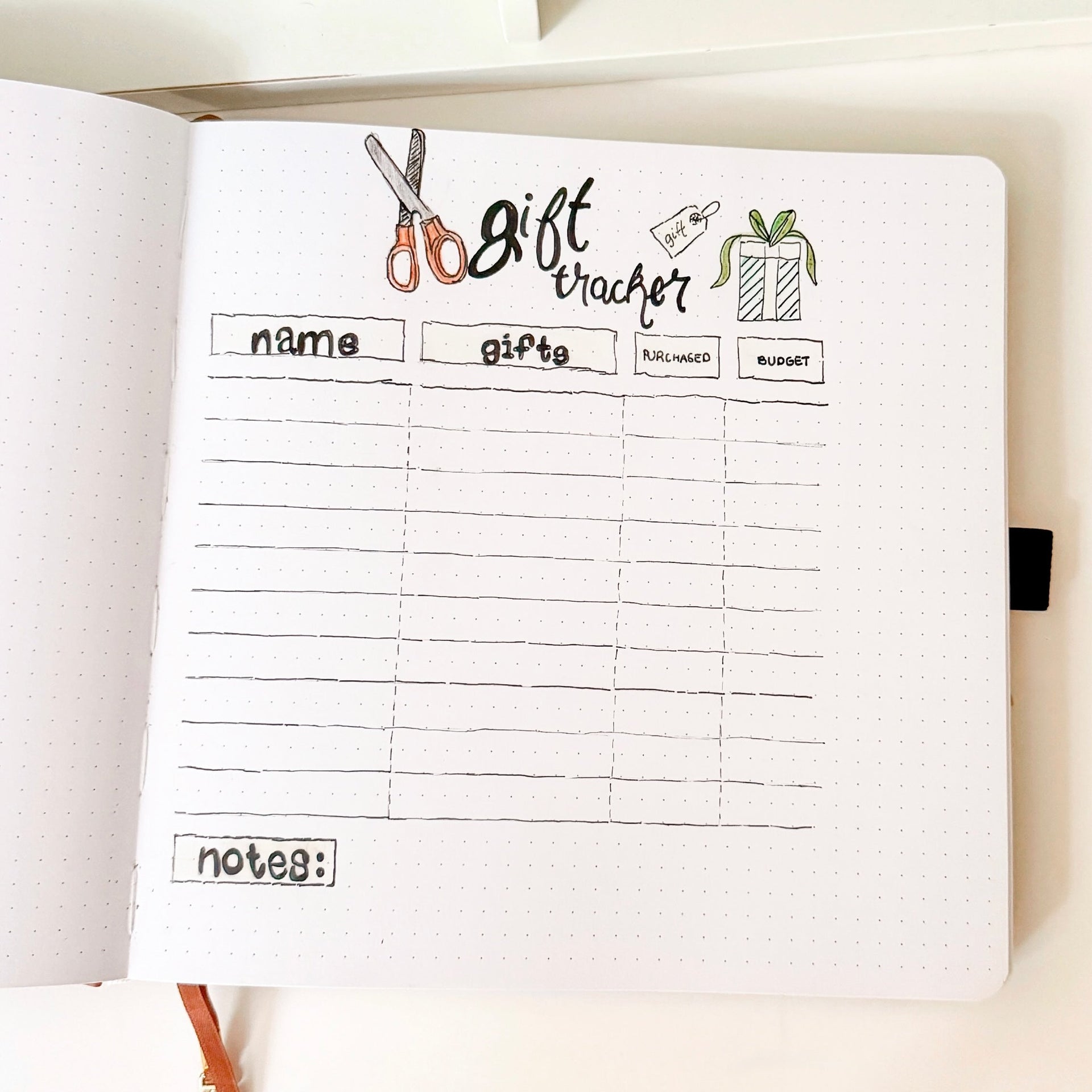 Setting Up A Gift Tracker in your Journal