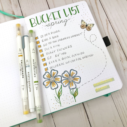 Making A Spring Bucket List Bullet Journal Spread + FREE Printable