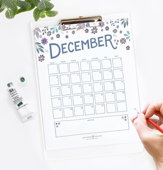 December 2020 Calendar Printable