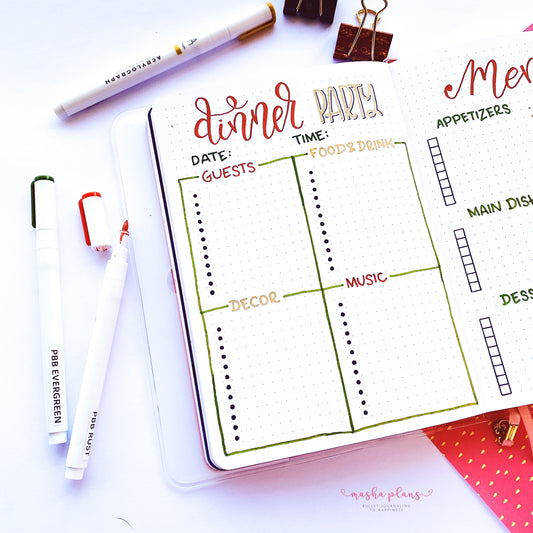 Top Dinner Party Planning Bullet Journal Spreads