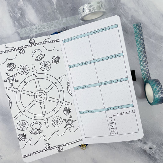 Nautical Bullet Journal Set Up In Traveler's Notebook