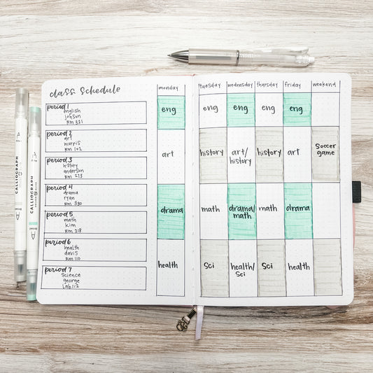 Back to School Class Schedule Layout For Your Planner Or Bullet Journal!