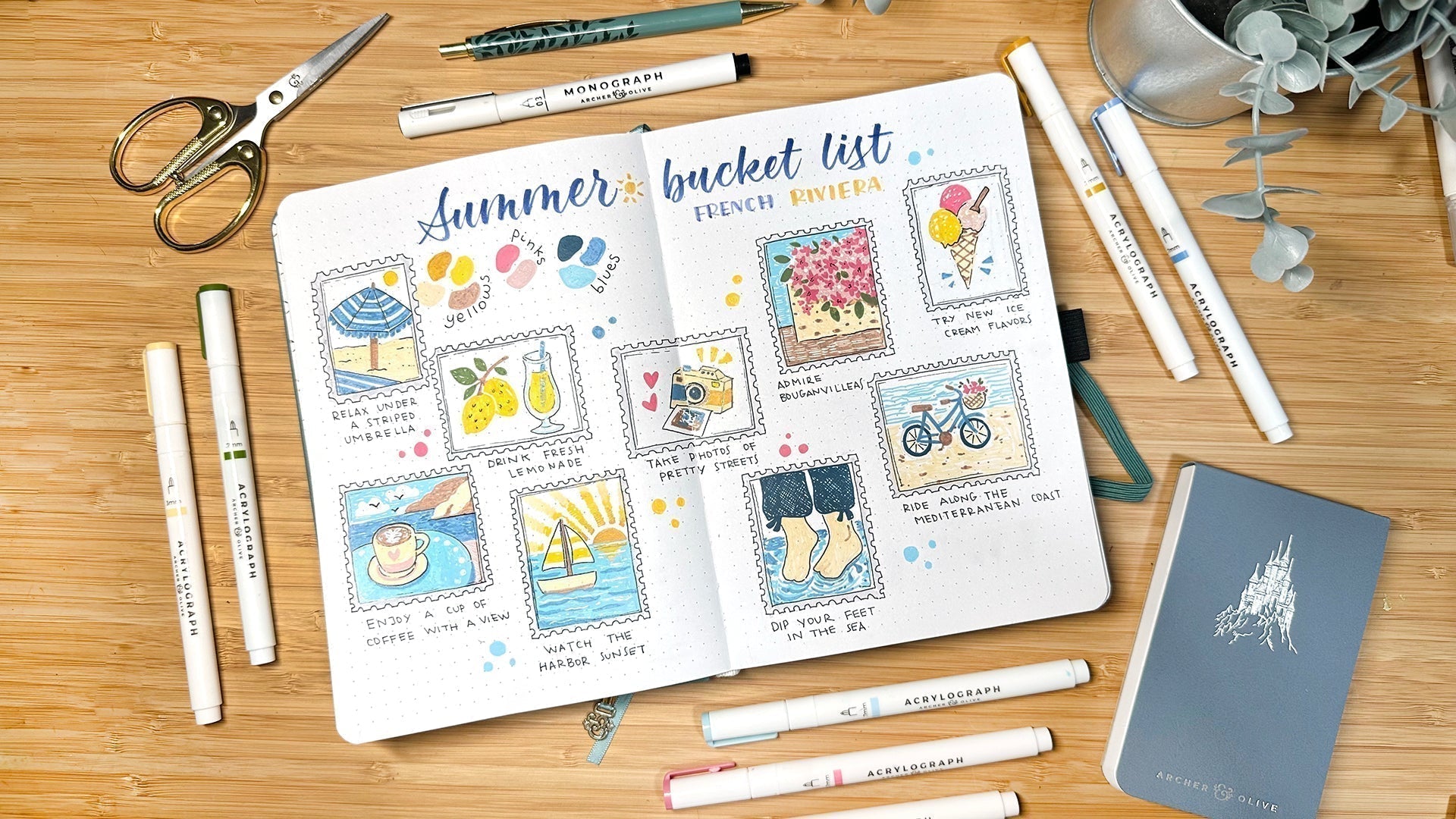 Illustrated Bucket List Inspiration with Acrylographs