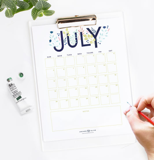 July 2020 Calendar Printable