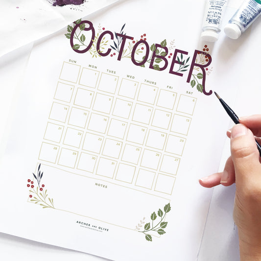 Freebie Friday - October 2018 Calendar