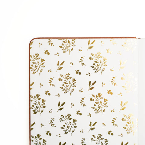 A5 Warm Gray Florals: Dot Grid Notebook