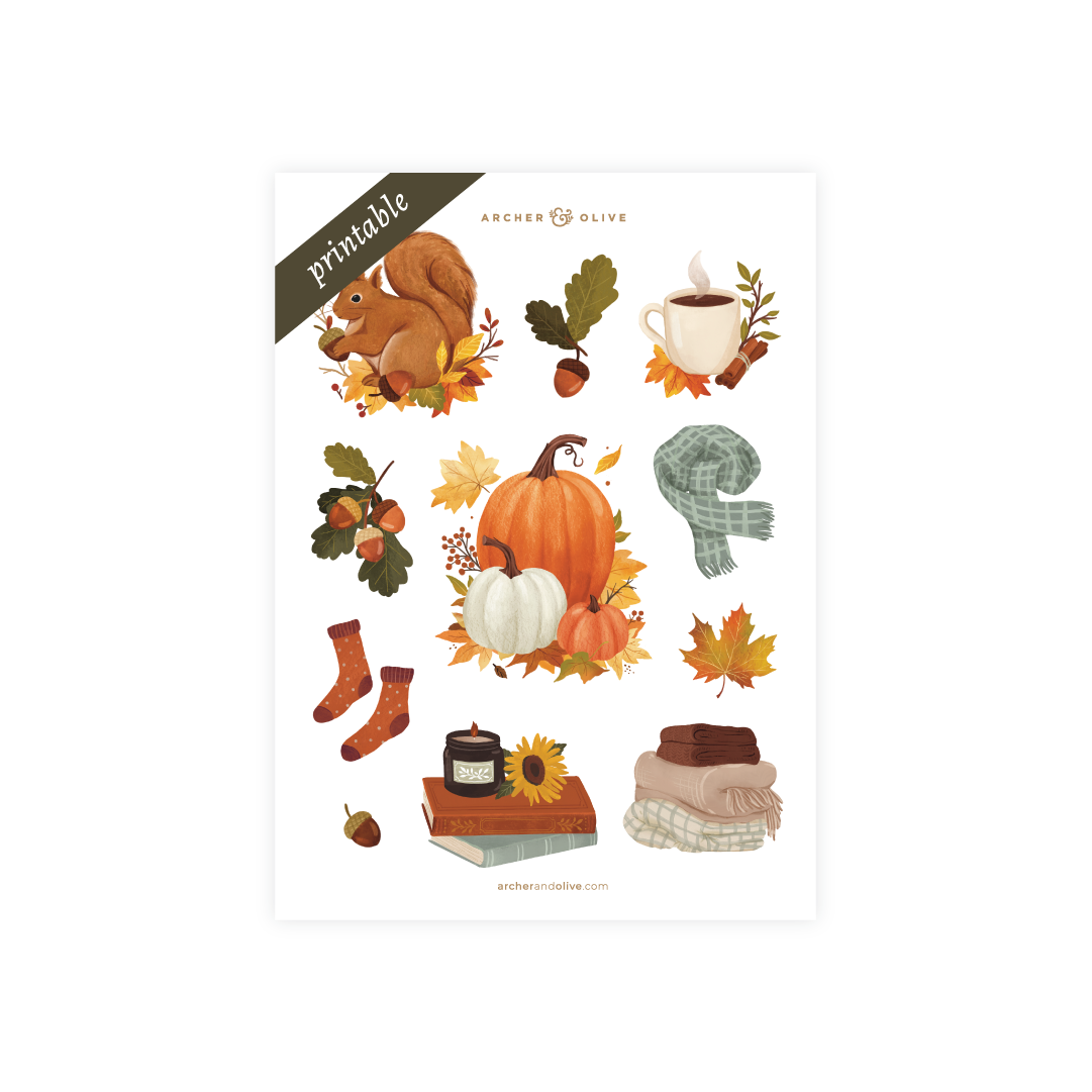 Acorns: Printable Stickers - Archer and Olive