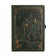 Olive-green vegan leather notebook with gold foil mushrooms & potion bottle illustrations. 