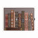 Taupe vegan leather notebook illustrated with a row of ornate gilded book spines