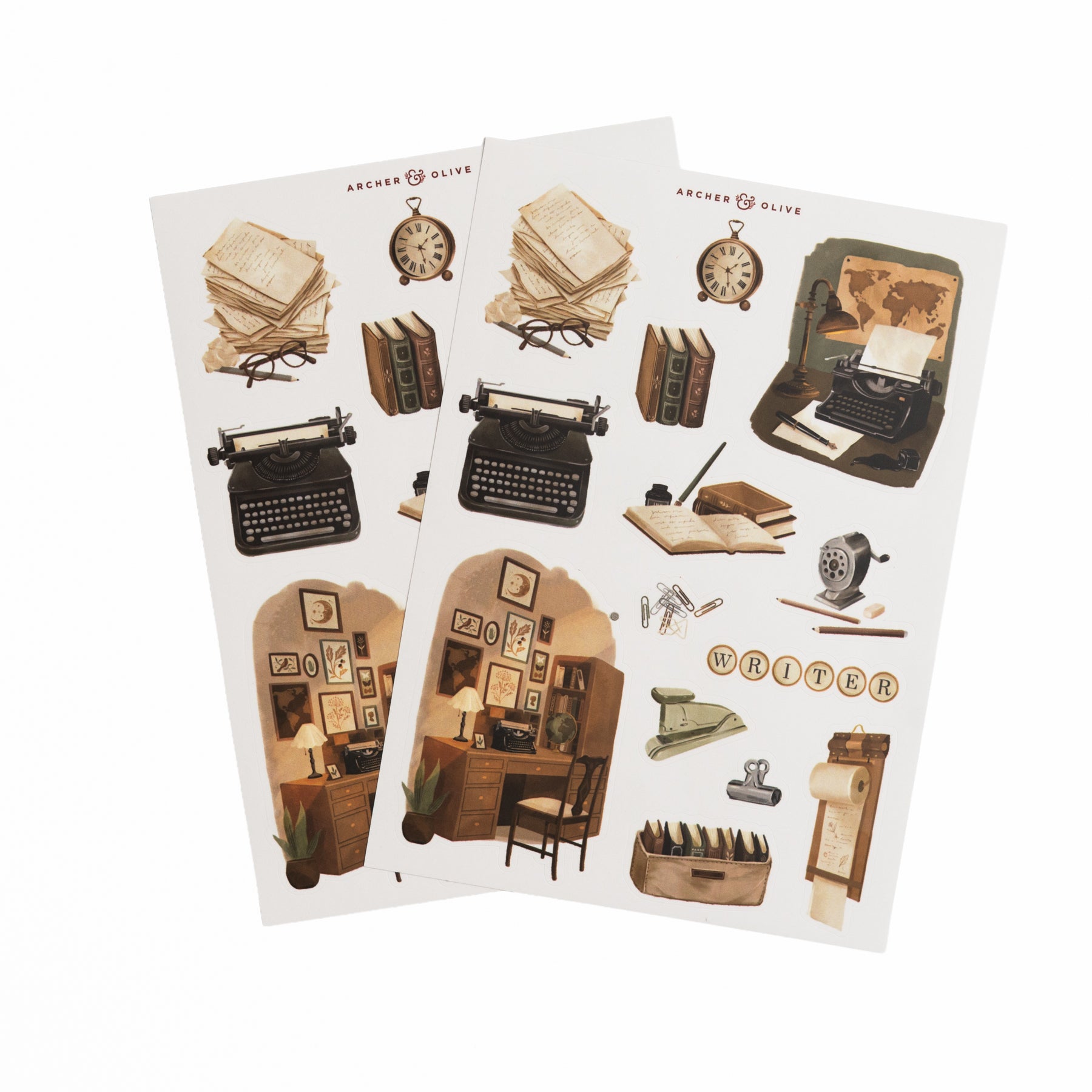 The Writer's Desk Sticker Set | Vintage Typewriter Journal Stickers