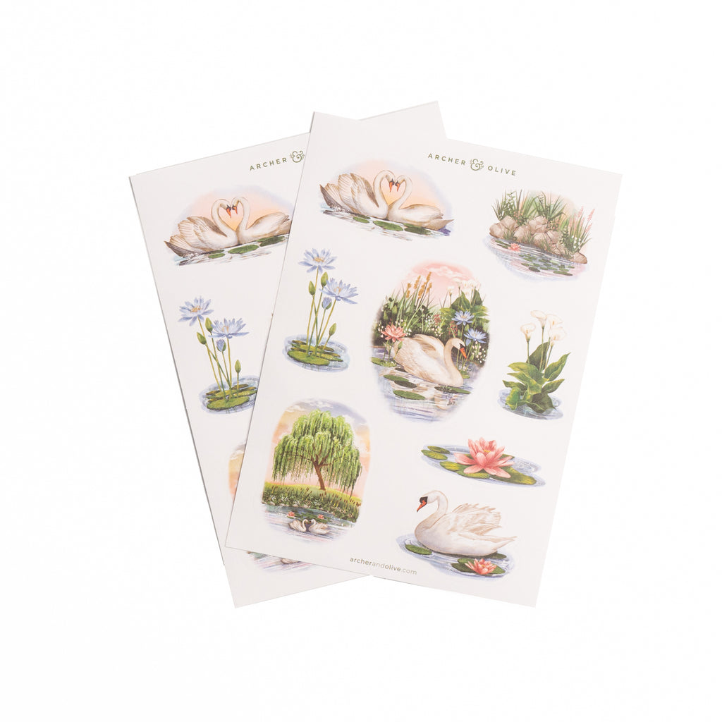 Swan Pond Sticker Set - Archer and Olive