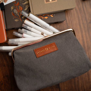 Quiet Corners Kiss Lock Pouch in Gray