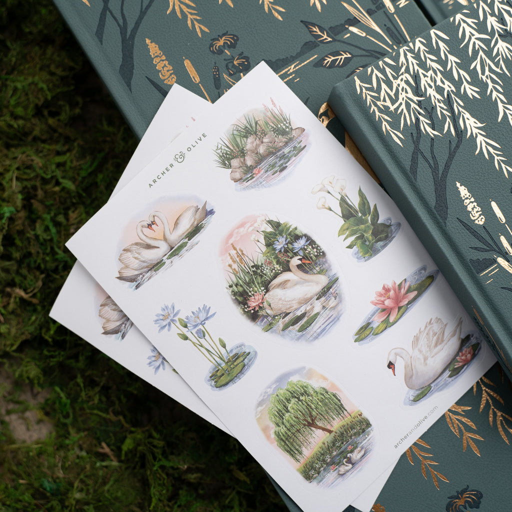 Swan Pond Sticker Set - Archer and Olive