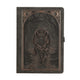 deep greenish grey notebook with wolf on the cover