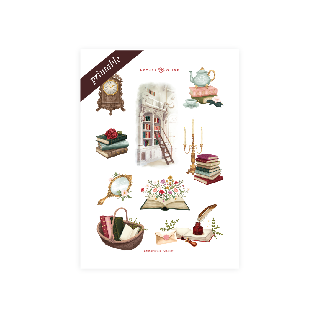 Printable Sticker: Books of Beauty - Archer and Olive