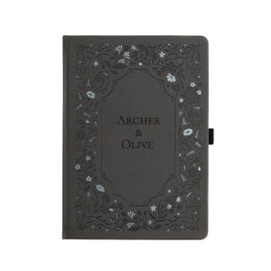 B5 Midnight Floral in Gray: Dot Grid Notebook - Archer and Olive
