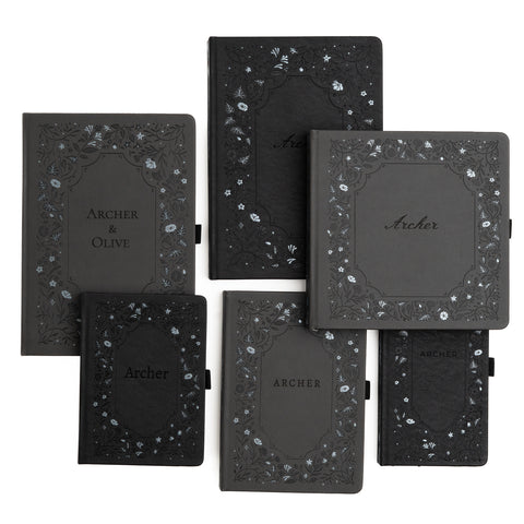8x8 Midnight Floral in Gray: Dot Grid Notebook