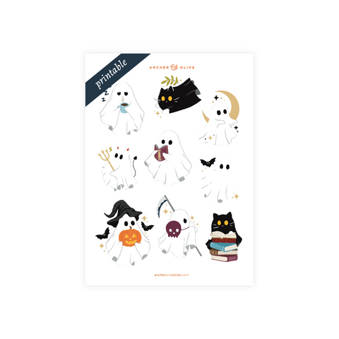 Cute Ghost Printable Stickers