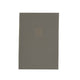 Gray notebook with gold line design on a white background