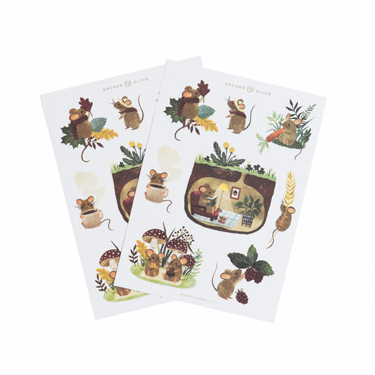 Field Mouse Sticker Set - Archer and Olive