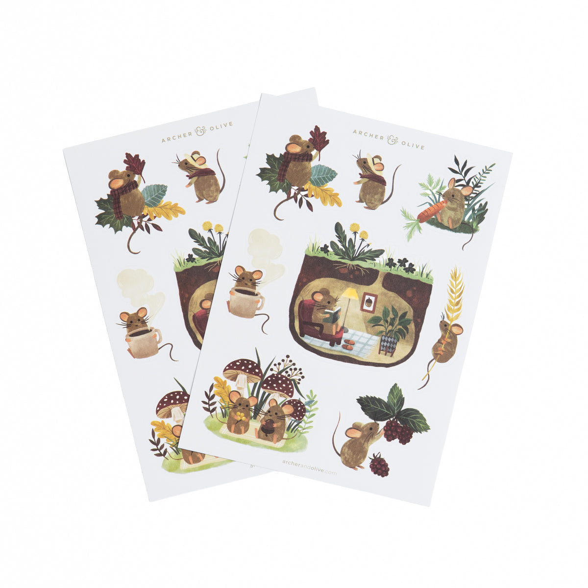 Field Mouse Sticker Set - Archer and Olive