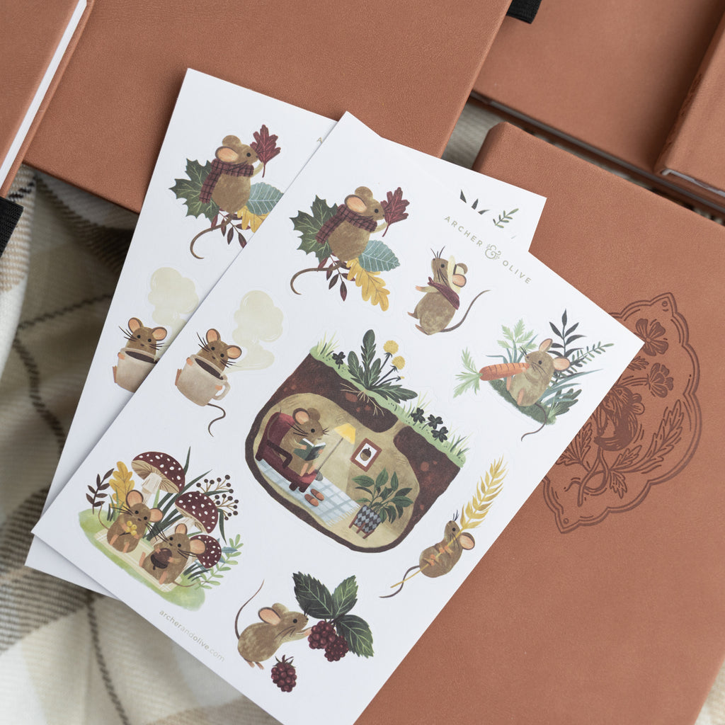 Field Mouse Sticker Set - Archer and Olive