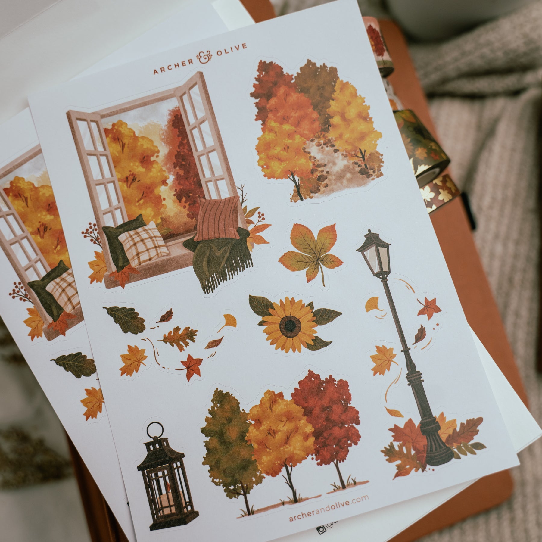 Swirling Leaves Sticker Set