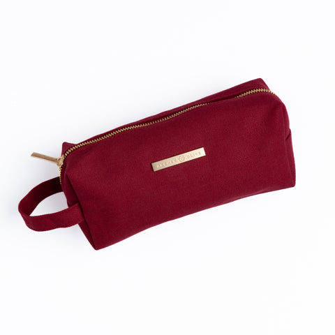 Maroon Canvas Zipper Pouch