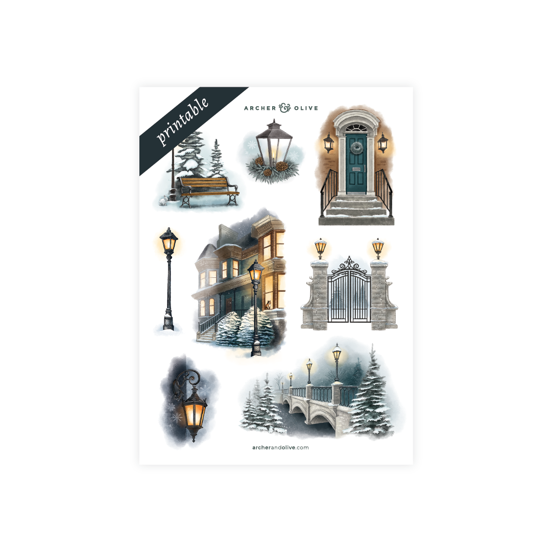 Printable Sticker: Lamp Post - Archer and Olive