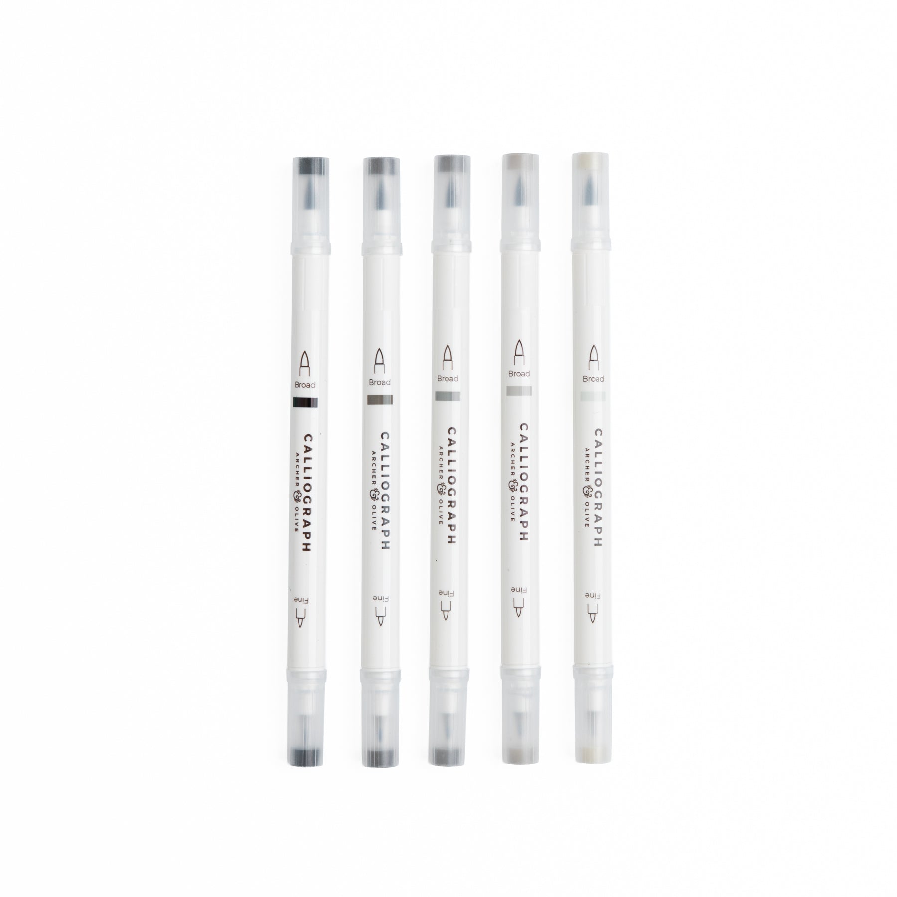 Grayscale Calliographs | Set of 5 - Archer and Olive