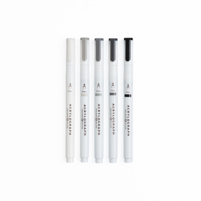 Grayscale Acrylographs | Set of 5 - Archer and Olive