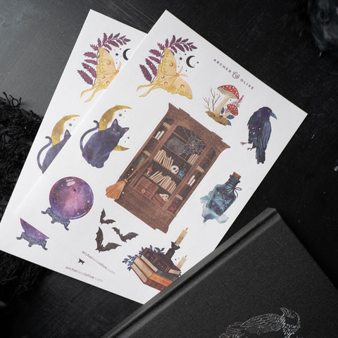 Raven & Books Sticker Set