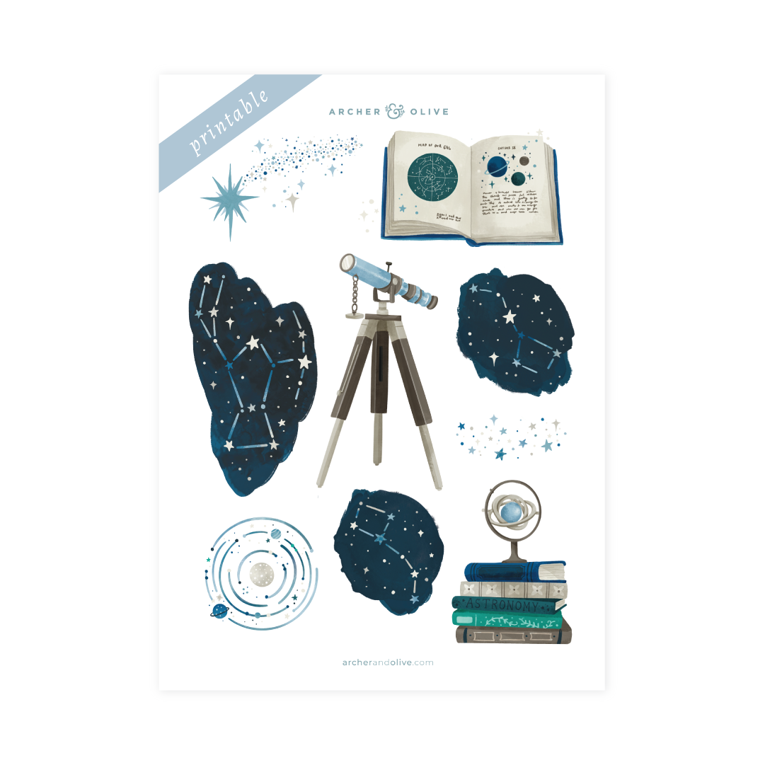 Meteor Shower Printable Stickers - Archer and Olive