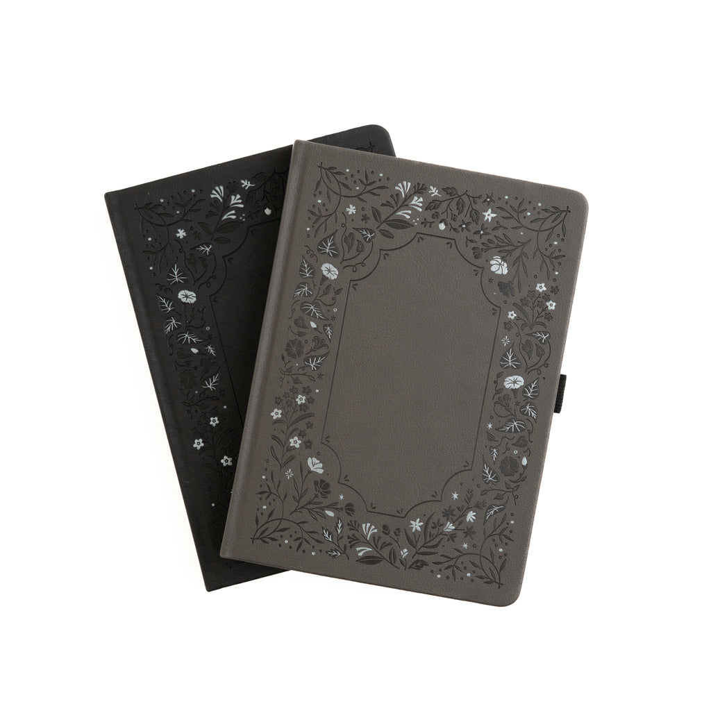 B5 Dot Grid Notebook: Midnight Floral in Gray - Archer and Olive