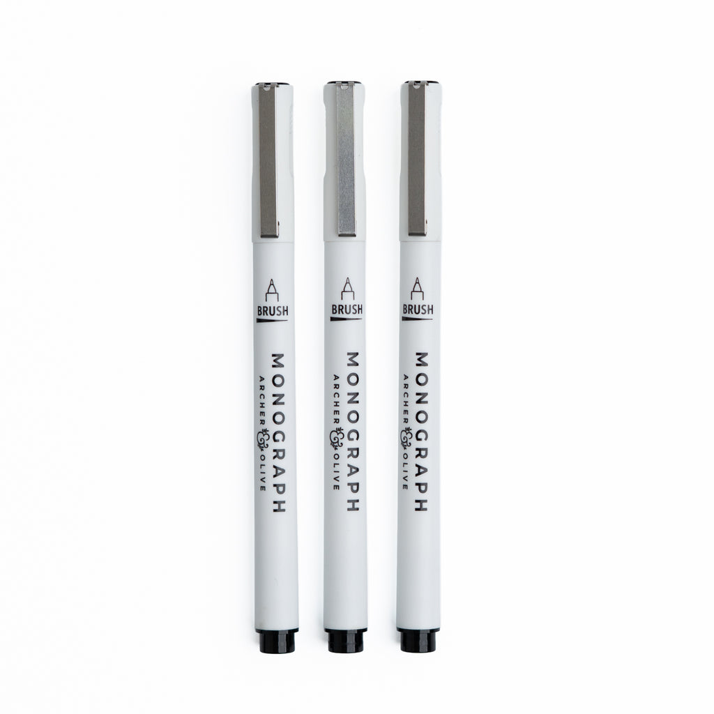 Monograph Brush Pens - Set of 3 - Archer and Olive