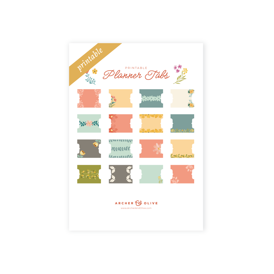 Signature Floral Printable Planner Tabs