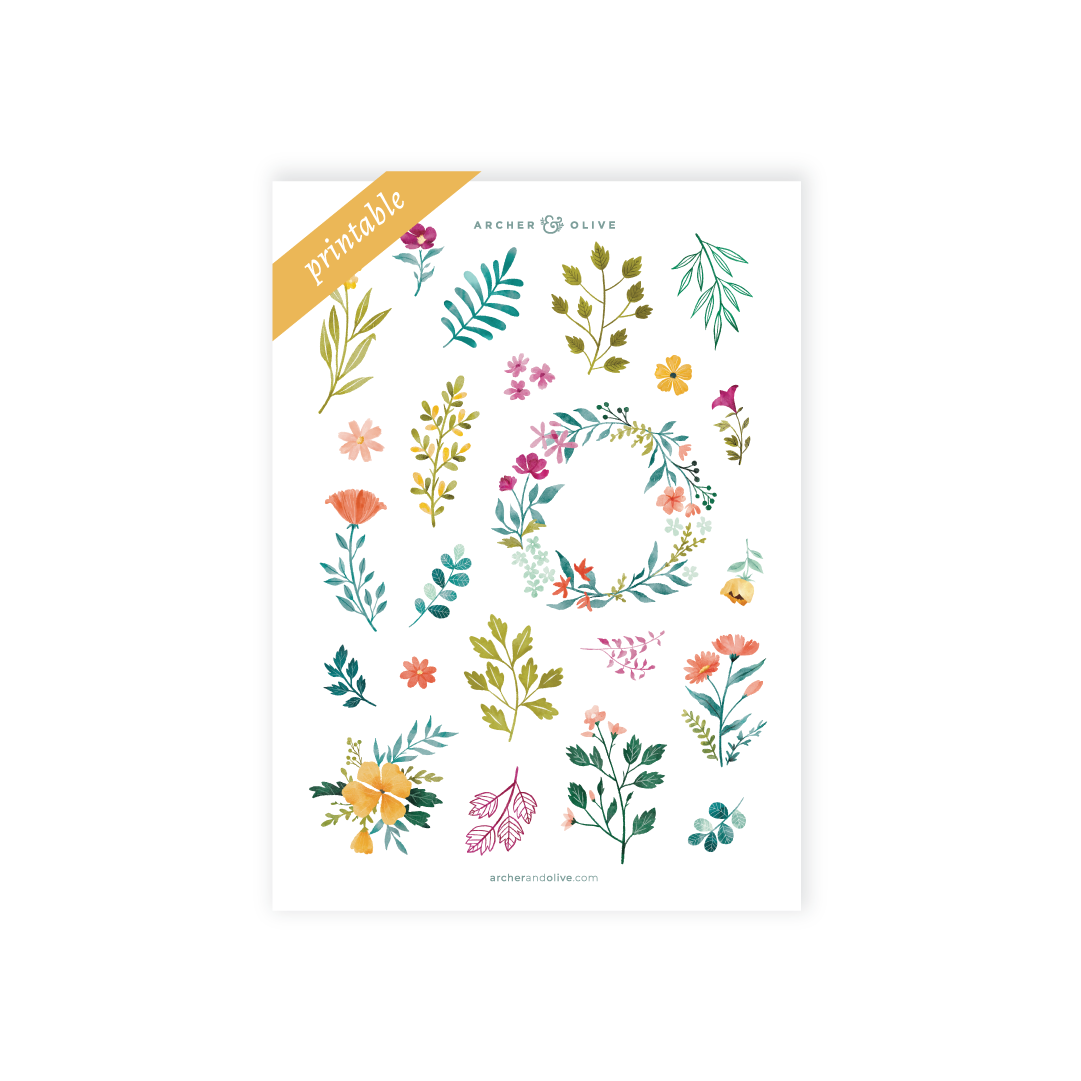 Signature Floral Printable Sticker Set