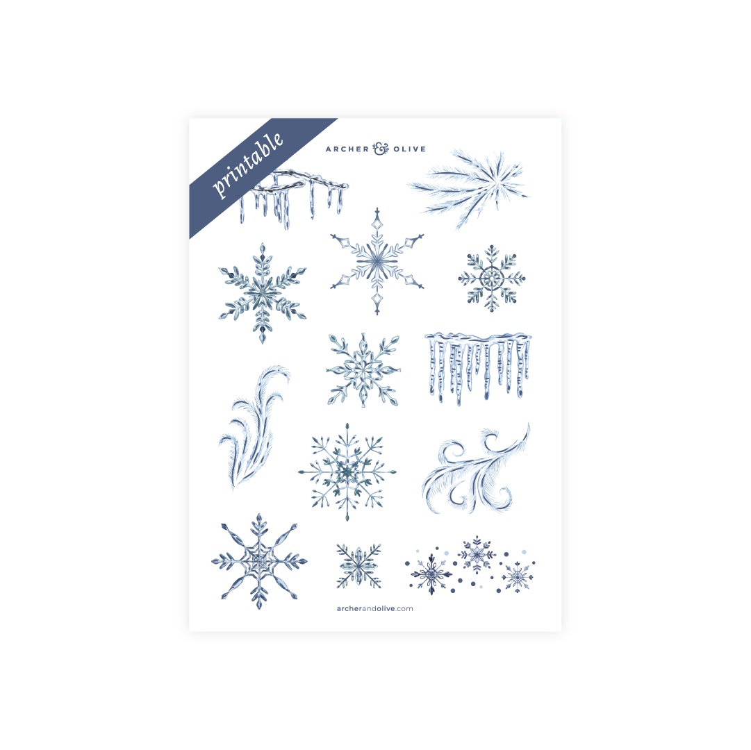 Printable Sticker: Frosted Storybook - Archer and Olive