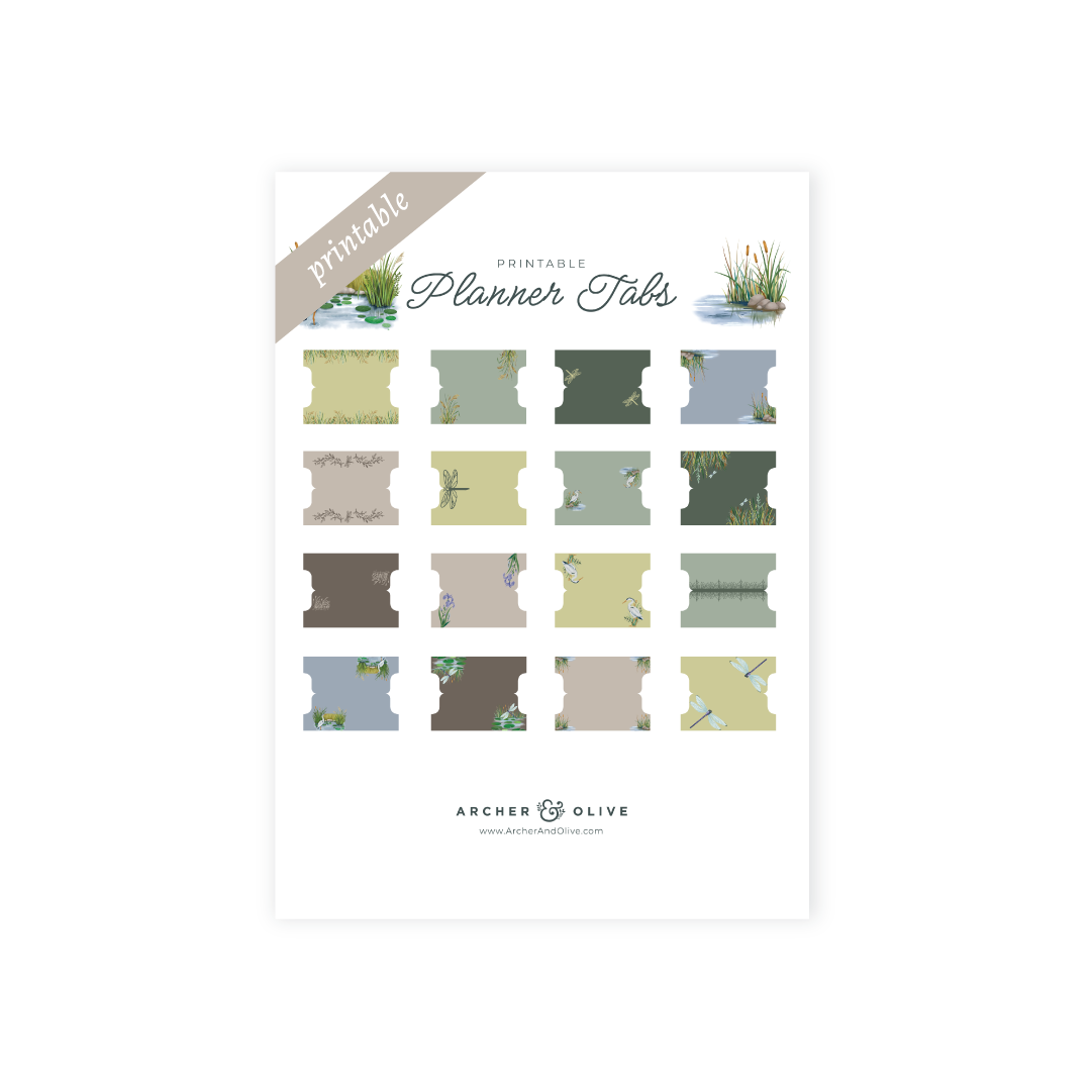 Gentle Breeze: Printable Planner Tabs - Archer and Olive
