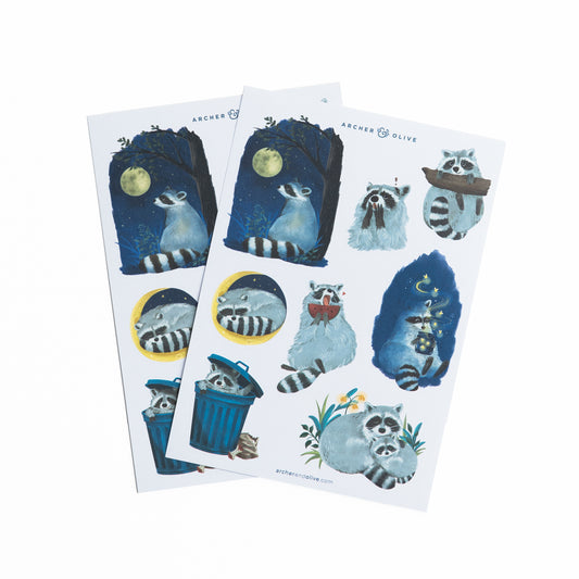 Radiant Raccoon Stickers - Archer and Olive