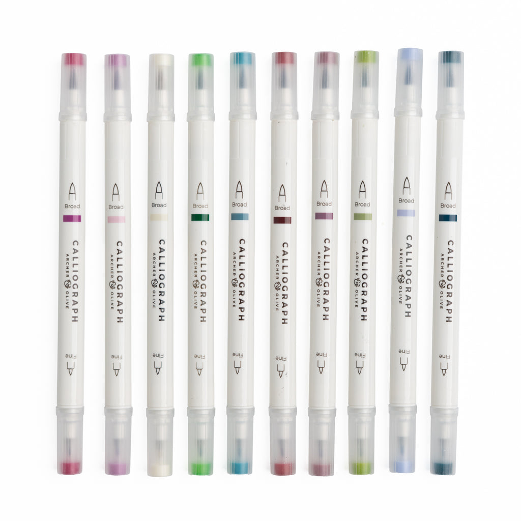 Snow & Stillness Calliograph Pens - Archer and Olive