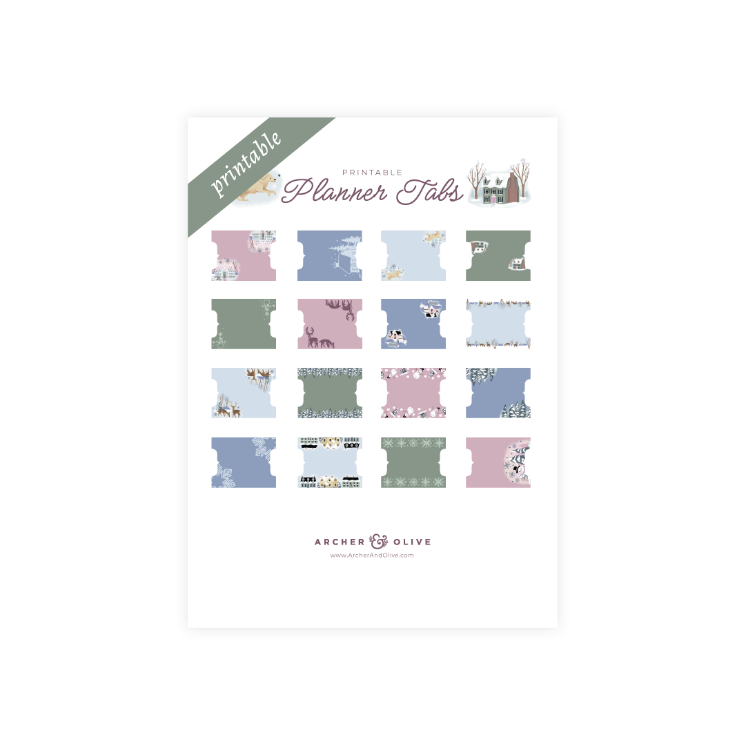 Printable Planner Tabs: Winter Village - Archer and Olive