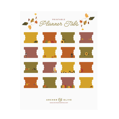 Swirling leaves: Printable Planner Tabs