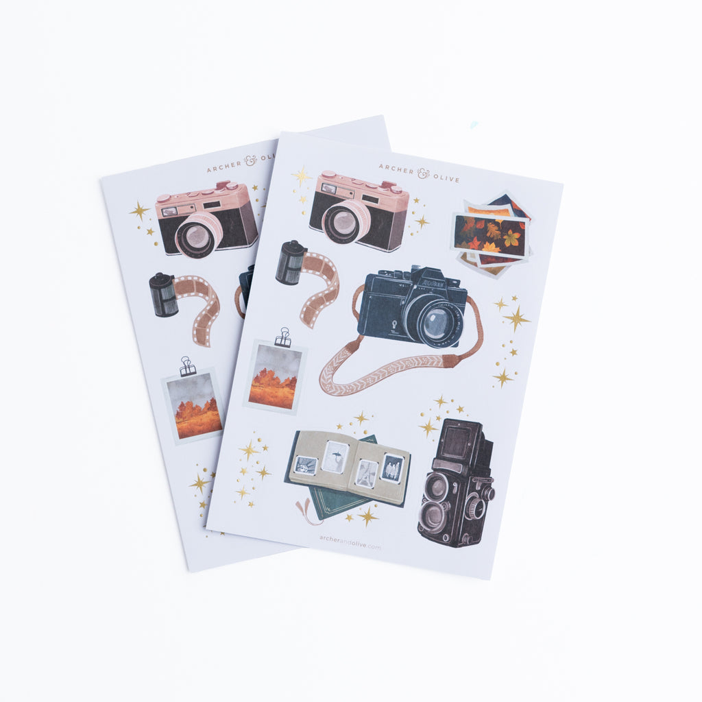 Vintage Camera Sticker Set - Archer and Olive