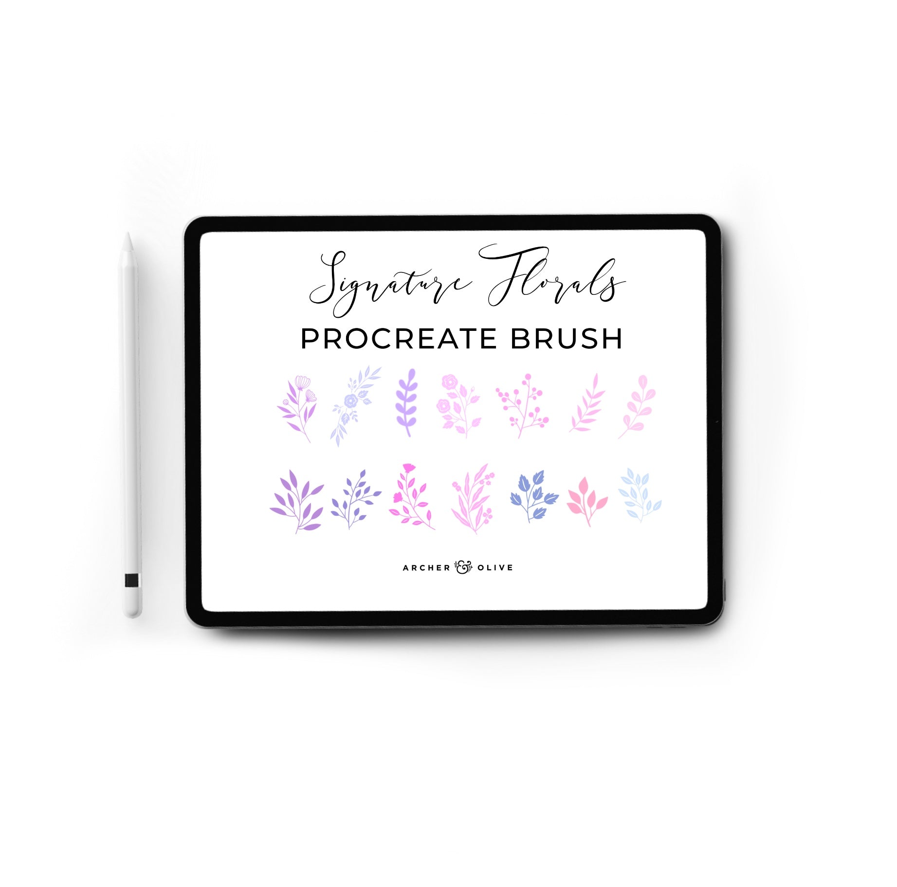 Procreate Stamp - Signature Floral Stamps + Ice Cream Palette - Archer and Olive