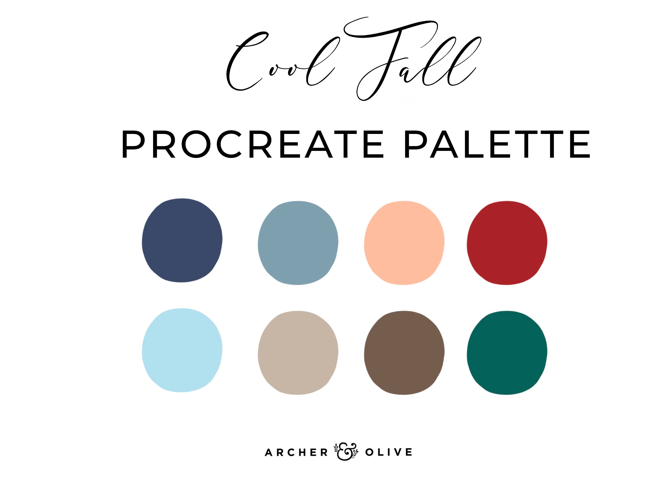 Procreate Swatch - Cool Fall Color Set - Archer and Olive